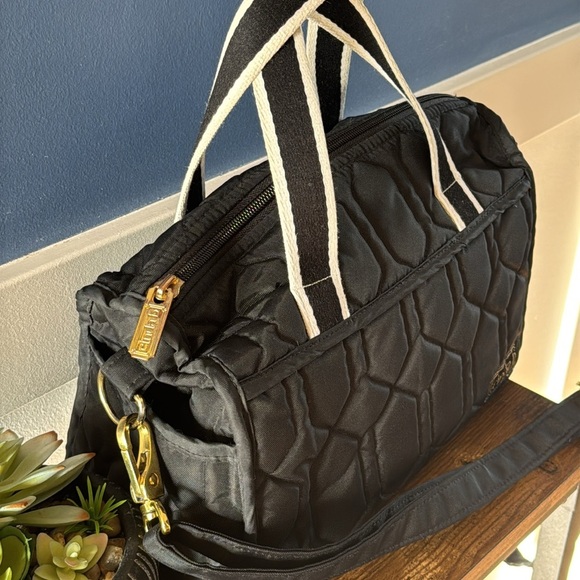 Cinda b Crossbody Satchel - black white and gold tone accents - Picture 3 of 14